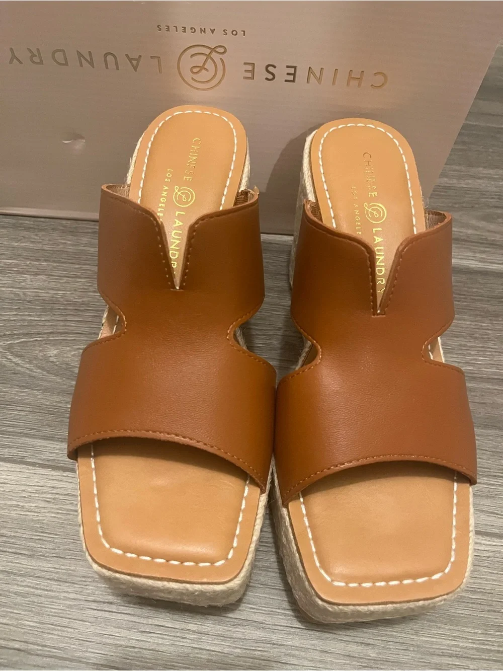 Chinese Laundry Next Door wedge sandal  Espadrille  Sli- Brown